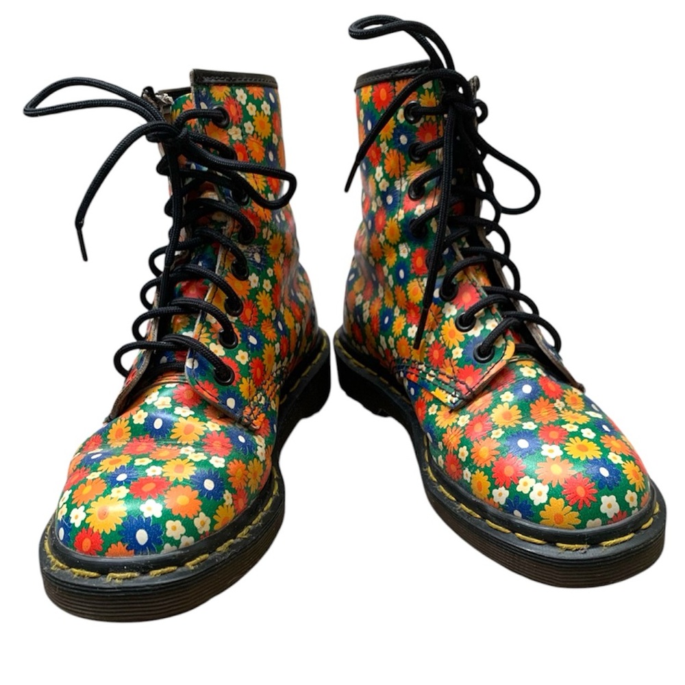 Dr. Martens Multicolor Daisy Floral Boots Made in England Size 3